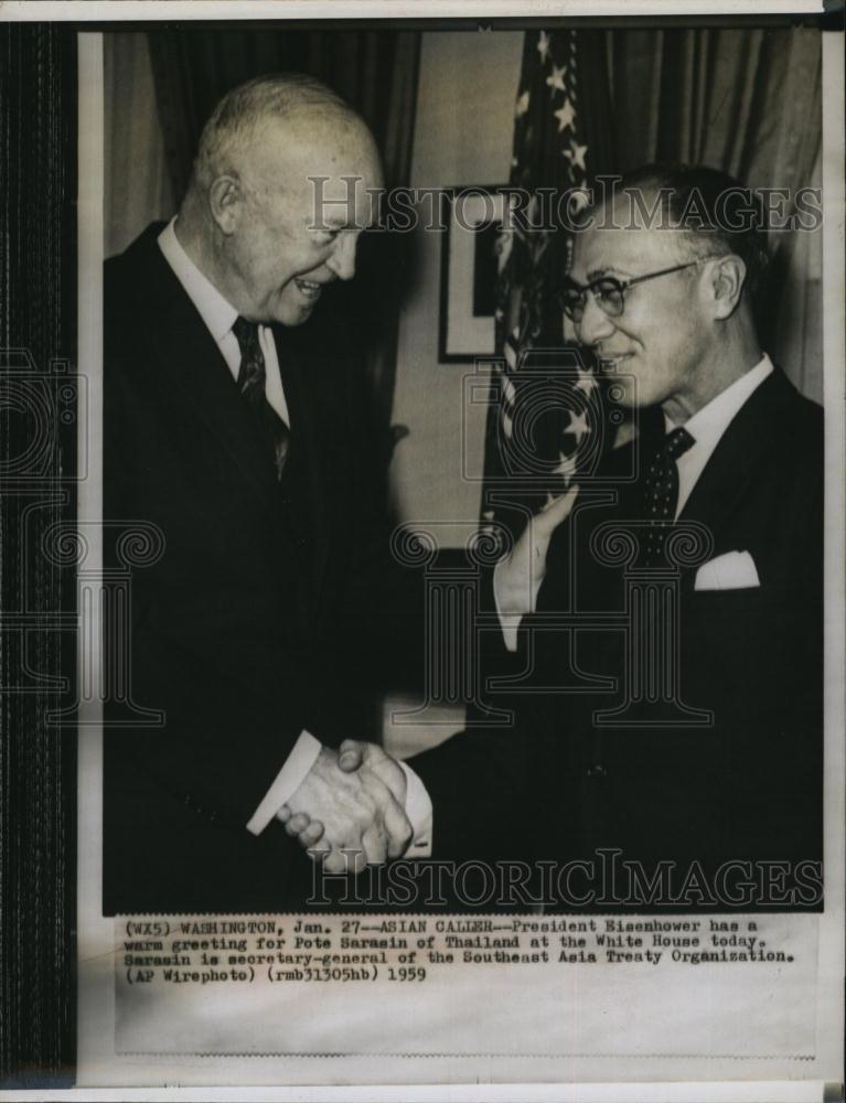 1959 Press Photo President Eisenhower, Pote Sarasin of Thailand - RSL92455 - Historic Images