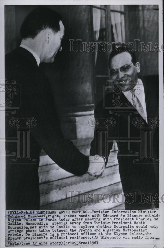 1961 Press Photo Tunisian Information Minister Mohammed Masmoudi - RSL78845 - Historic Images