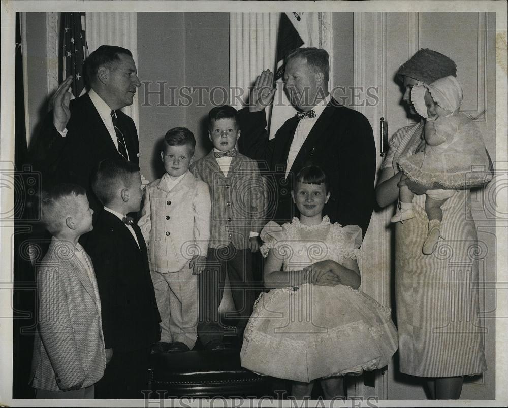 1958 Press Photo Paul V Shaughnessy and Family oath administered - RSL90699 - Historic Images