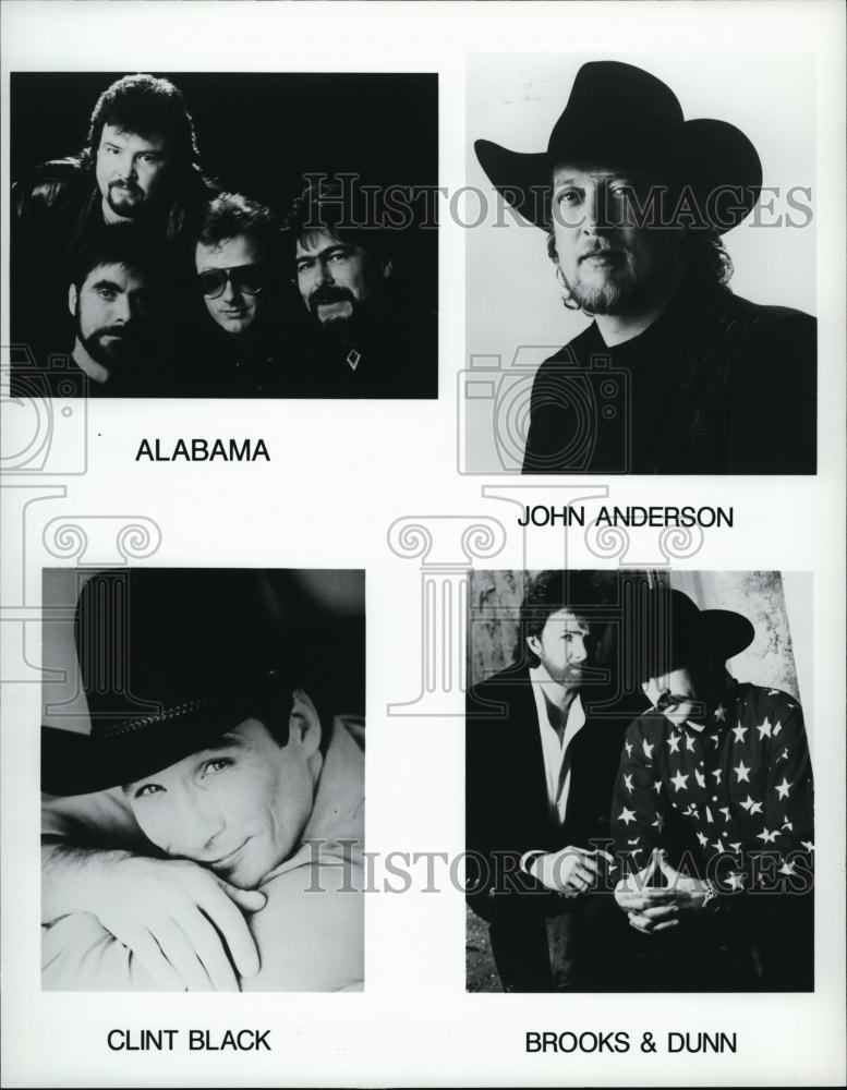 Press Photo Country Musicians John Anderson, Alabama, Clint Black, Brooks &amp; Dunn - Historic Images