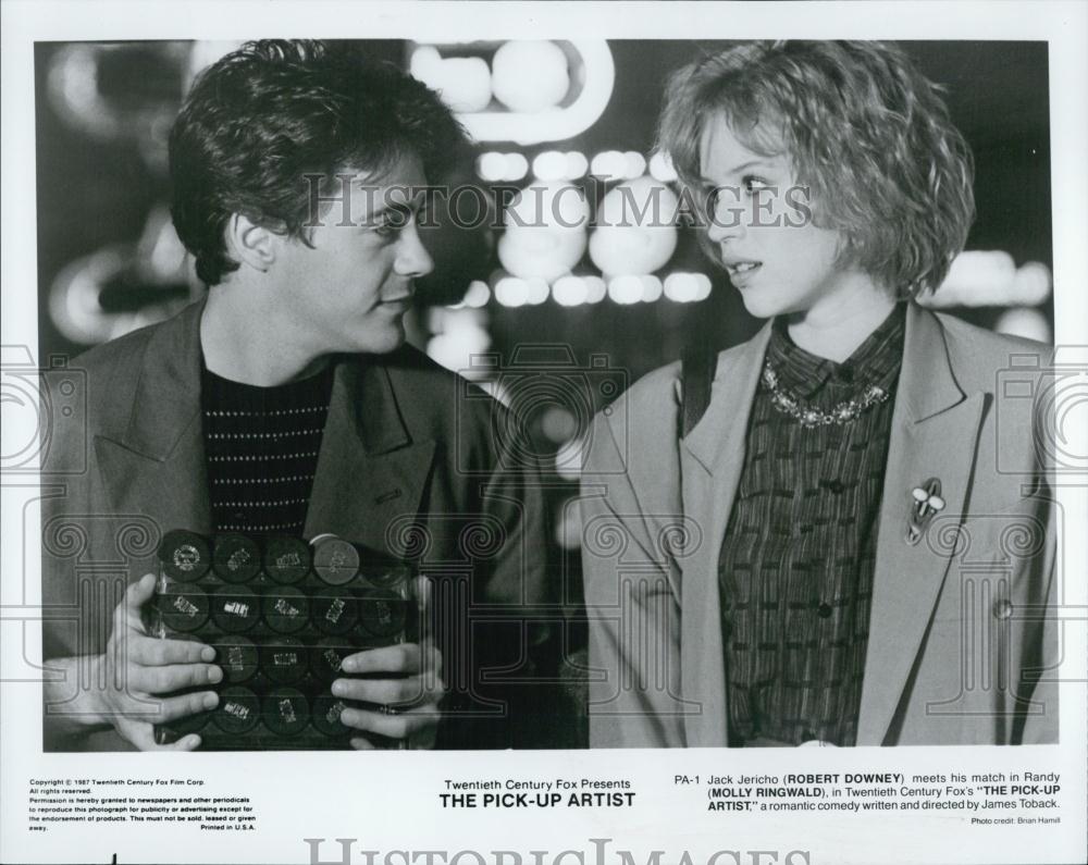 1987 Press Photo Robert Downey & Molly Ringwald "The Pick Up Artist" - RSL05179 - Historic Images