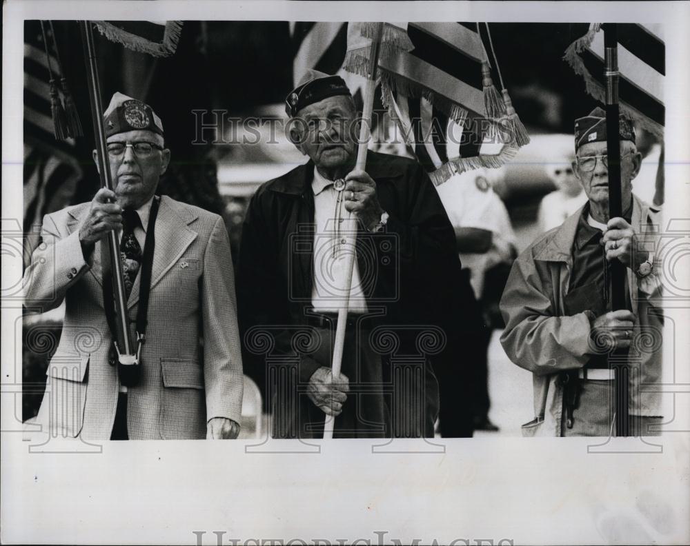 1976 Press Photo Spike Thompson, Jack Alkire, Robert Jamieson, Veterans Day - Historic Images