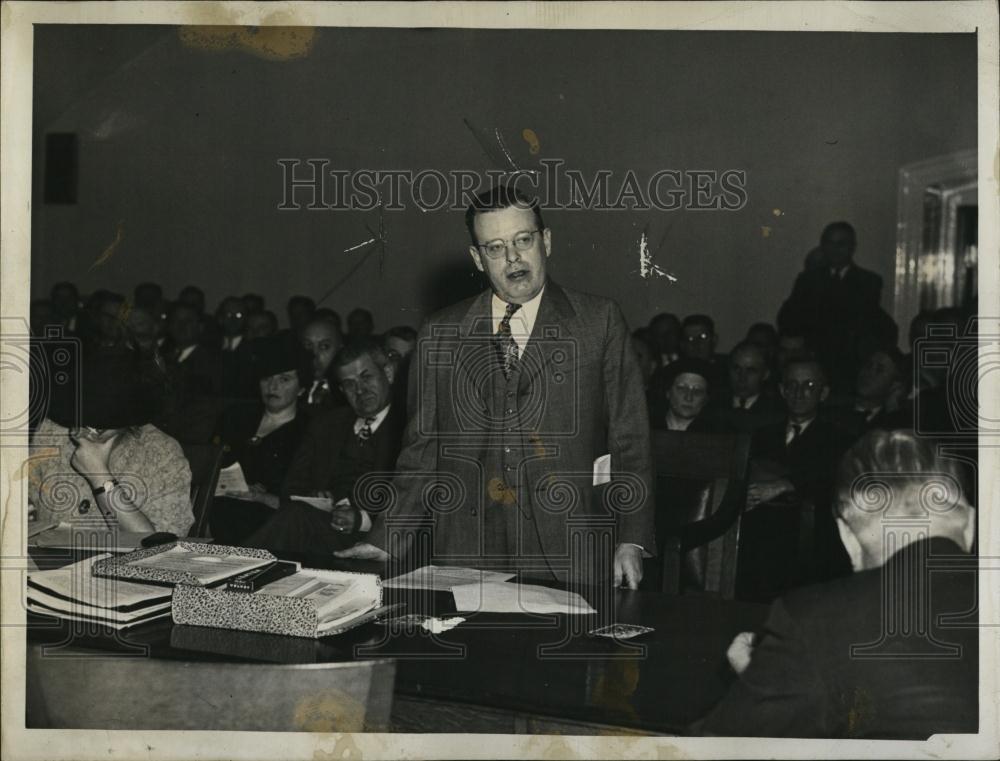 1948 Press Photo Wm V Ward State Job Hearing, State House - RSL08709 - Historic Images