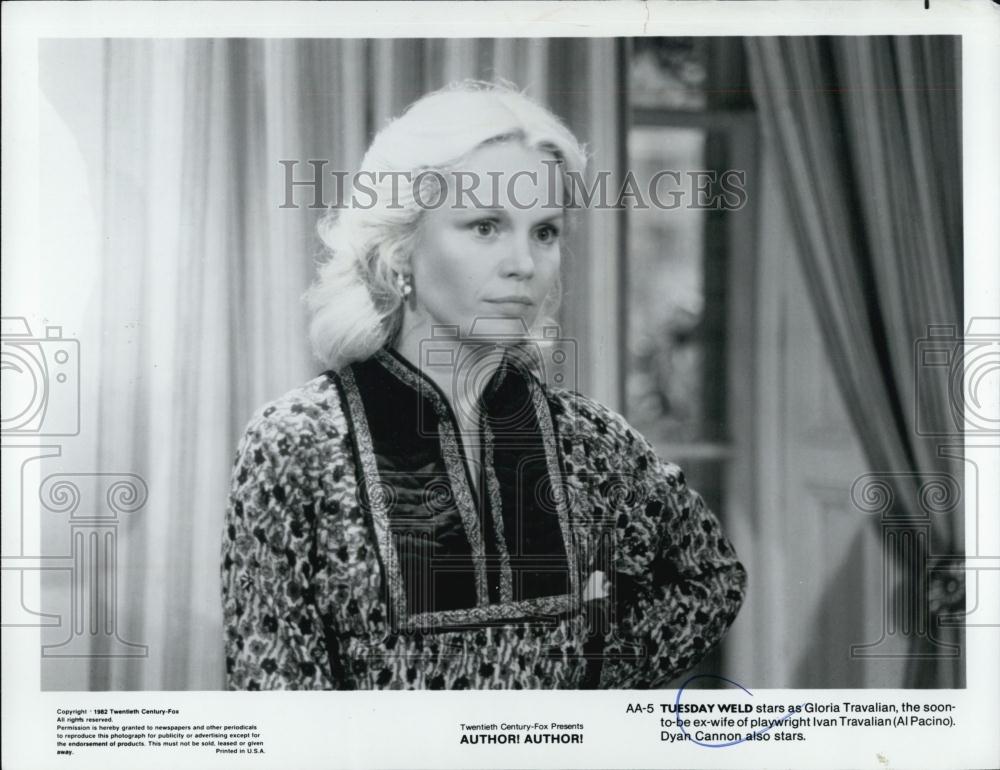 1982 Press Photo Actress Tuesday Weld Starring In Film "Author! Author!" - Historic Images