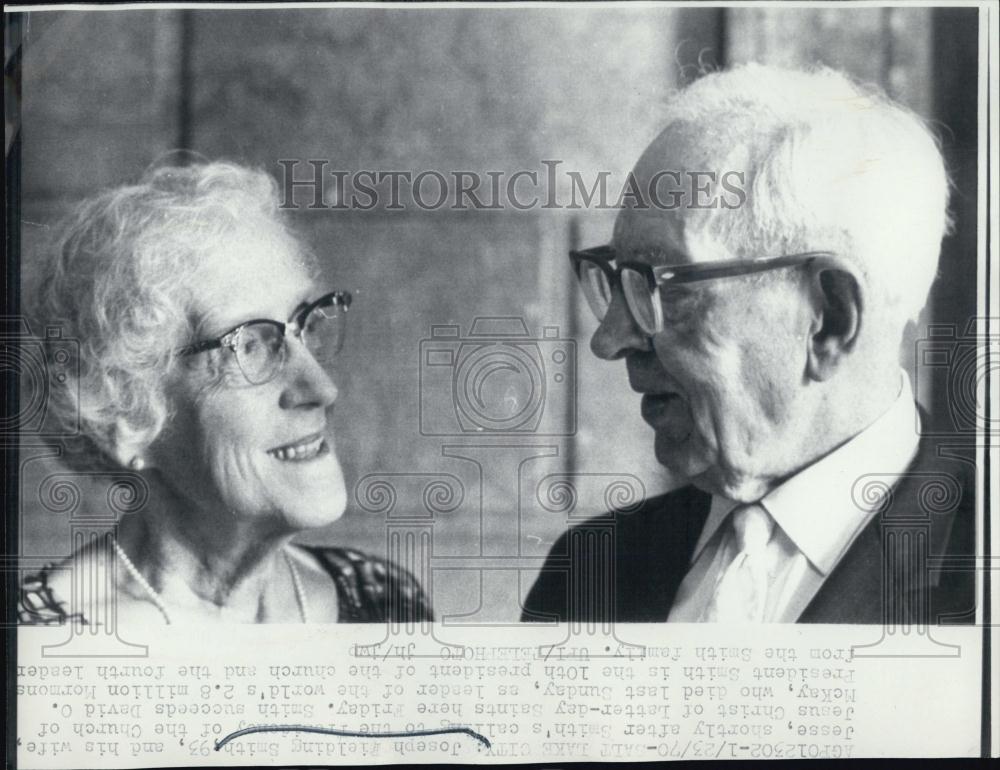 1970 Press Photo Joseph Fielding Smith and wife Jean - RSL05039 - Historic Images