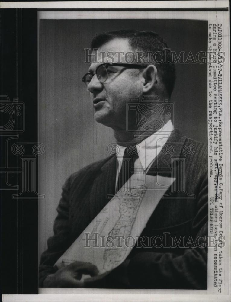 1967 Press Photo Representative Bernie C Ppy of Monrow co Fla, - RSL94381 - Historic Images