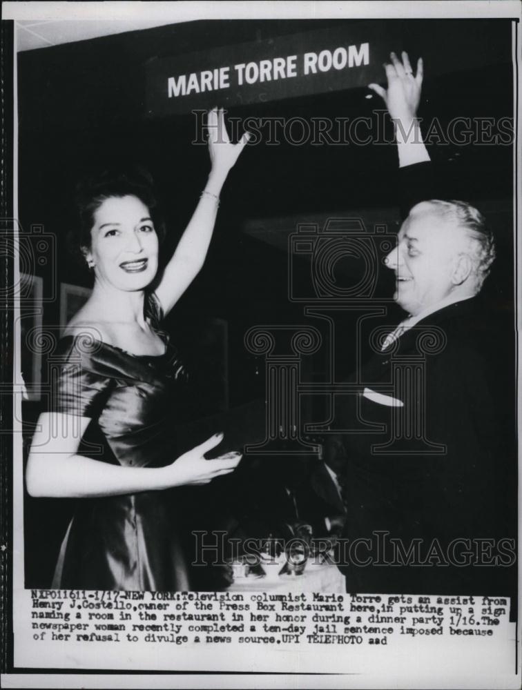 1959 Press Photo Marie Torre Henry J Costello - RSL83747 - Historic Images