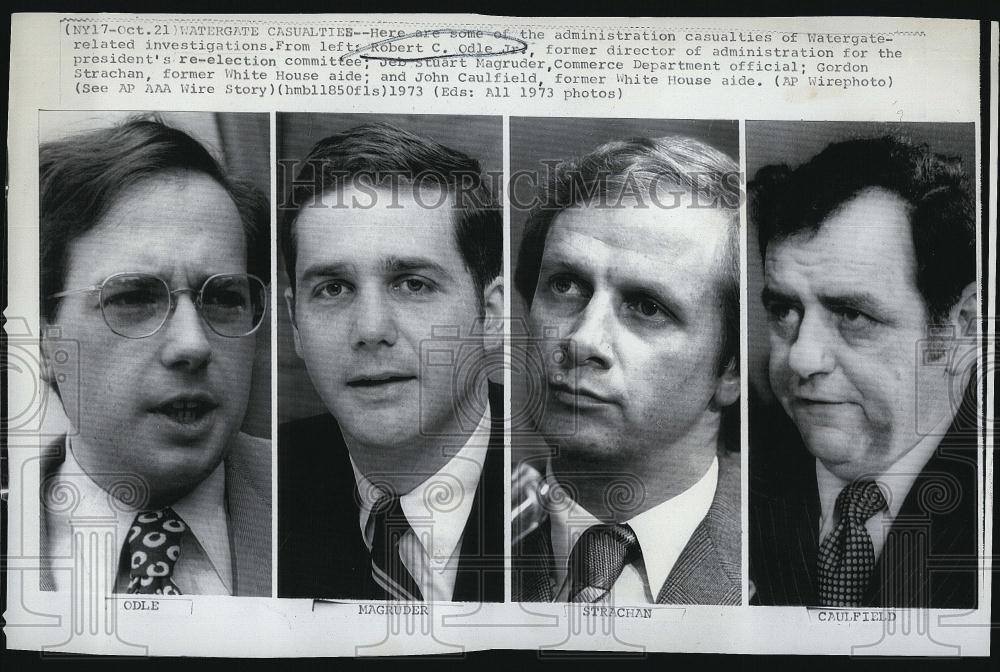 1973 Press Photo Watergate Robert Odle Jeb Stuart Magruder Gordon Strachan - Historic Images