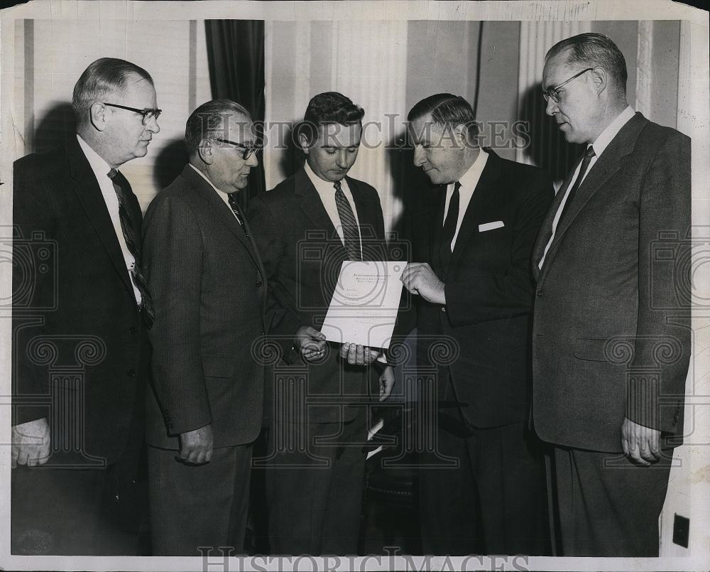 1959 Press Photo Francis Ochs,Gov Furcolo of Mass,J Connelly,J Zunino,E Hawkes - Historic Images