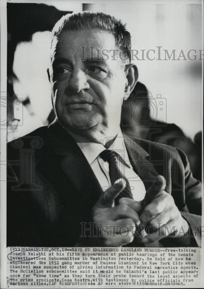 1963 Press Photo Mobster Joseph Valachi Testifying Senate Hearings - RSL46255 - Historic Images