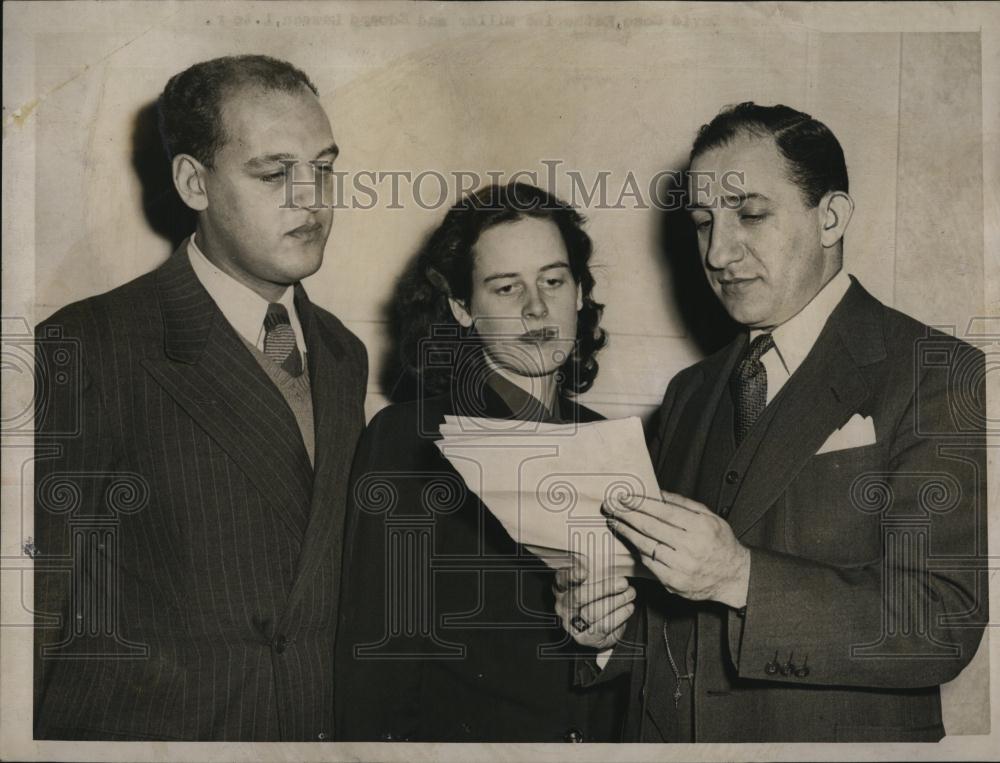 1945 Press Photo Judge David Rose , Katherine Muller and Edward Lawson - Historic Images