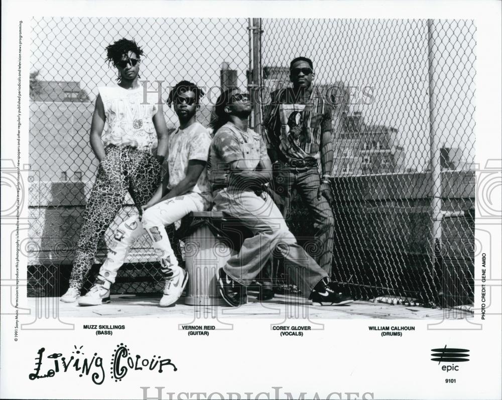 1991 Press Photo Living Colour Muzz Skillings Vernon Reid Corey Glover Calhoun - Historic Images