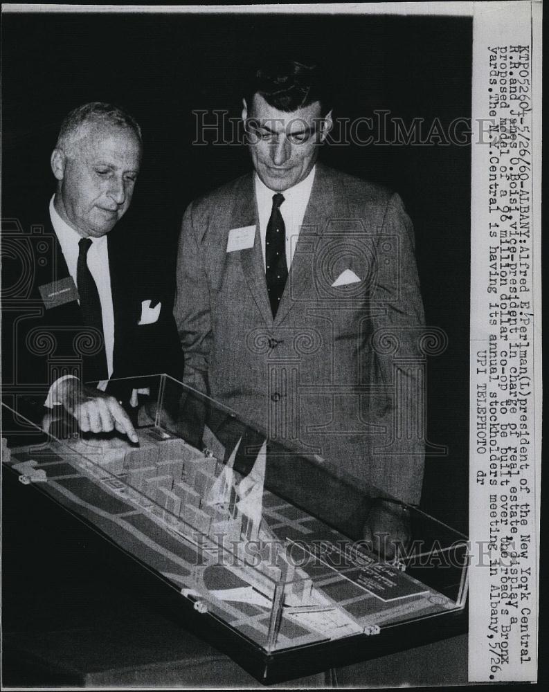 1960 Press Photo New York Central Railroad Pres Alfred Perlman &amp; James Boisi - Historic Images