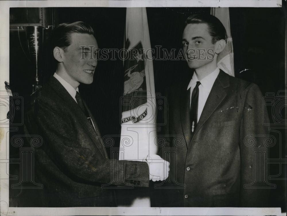 1956 Press Photo Frederick Marker Jr & Michael Massee at Hearst Oratory Finals - Historic Images