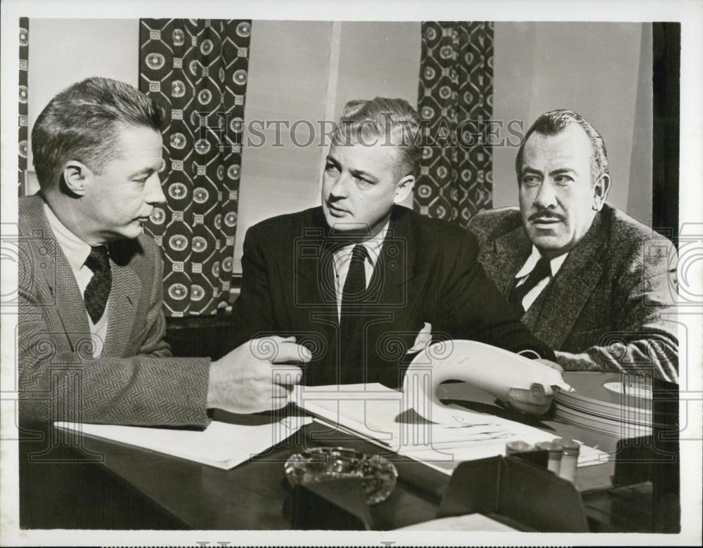 1950 Press Photo Novelist John Steinbeck (R), CHarles Underhill CBS-TV, Don Davi - Historic Images