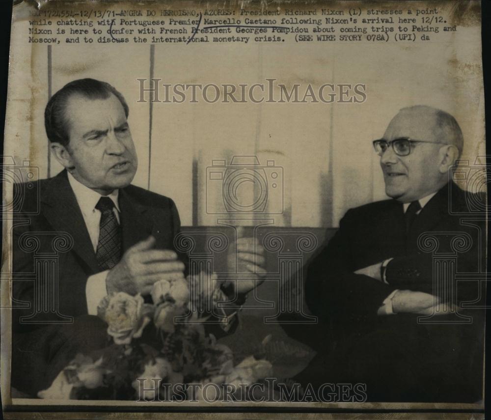 1971 Press Photo Portuguese Premier M Caetano &amp; President Nixon - RSL96163 - Historic Images