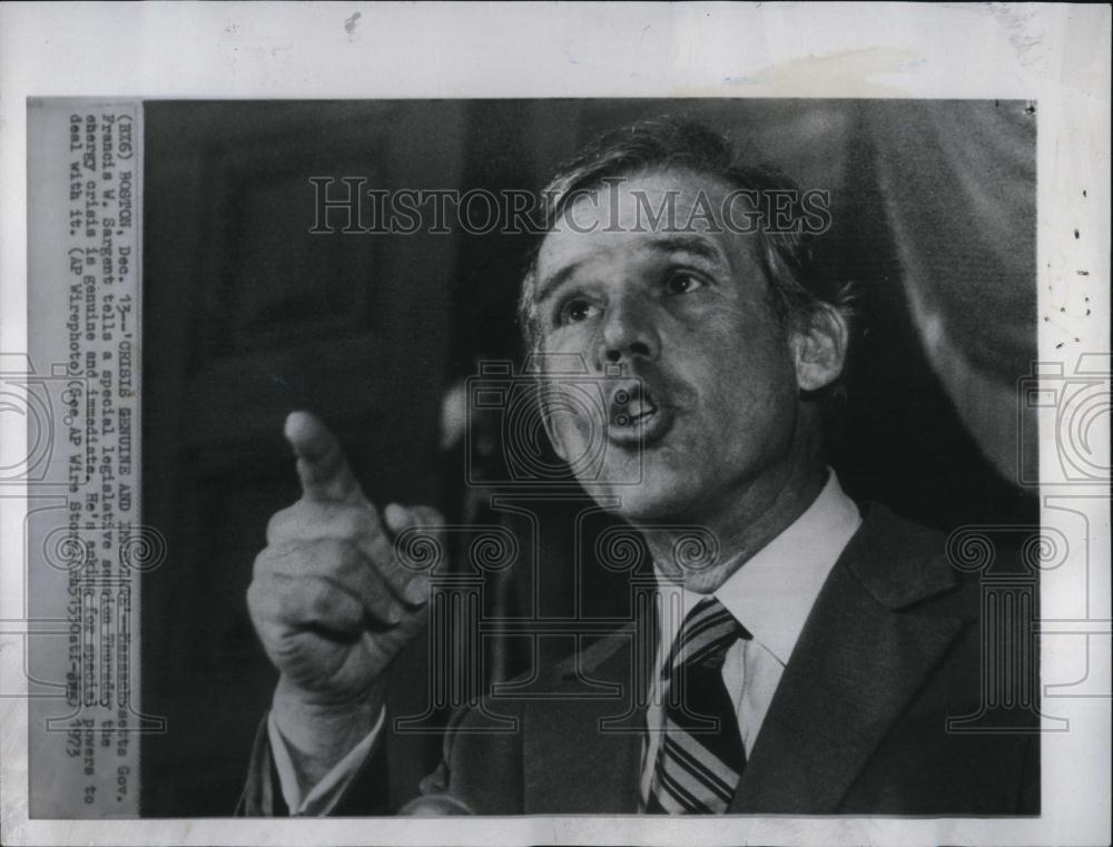 1973 Press Photo Mass Gov Francis W Sargent - RSL89473 - Historic Images