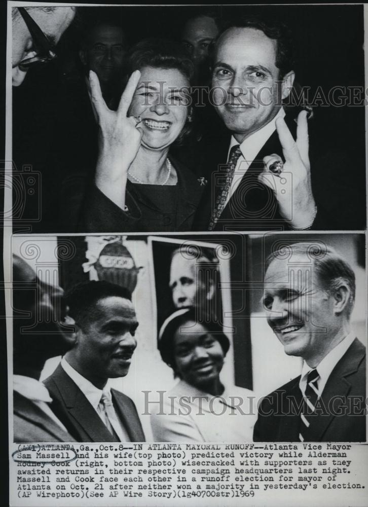 1969 Press Photo Atlanta Mayoral Candidates Sam Massell &amp; Rodney Cook - Historic Images