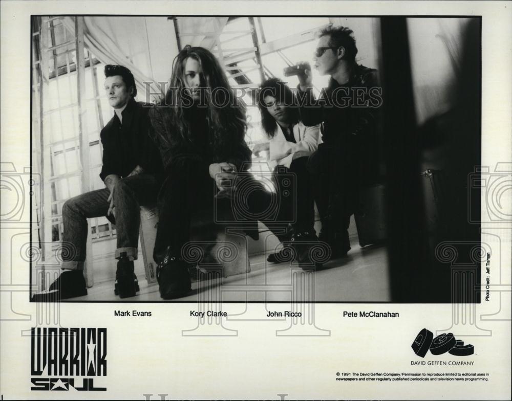 1991 Press Photo Warrior Soul:Mark Evans,Kory Clarke, John Ricco,Pete McClanahan - Historic Images