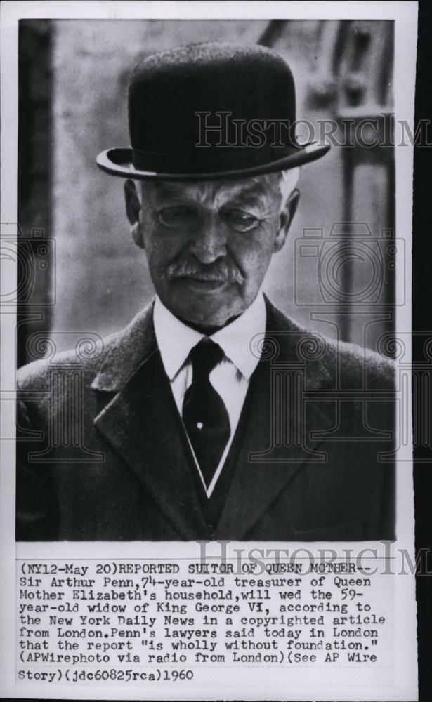 1960 Press Photo Treasurer of Queen Mother Elizabeth Sir Arthur Penn - RSL84827 - Historic Images