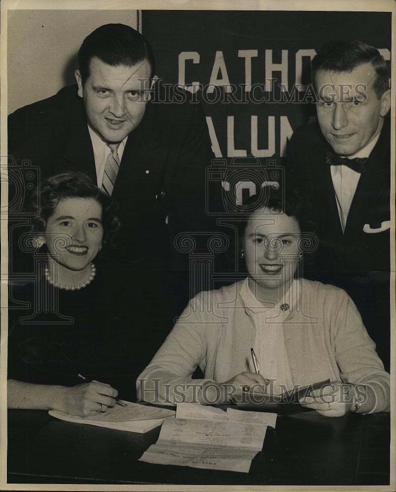 1956 Press Photo Thomas Mayne, Rosemary McGaffigan, Daniel Davis &amp; Paul Callahan - Historic Images