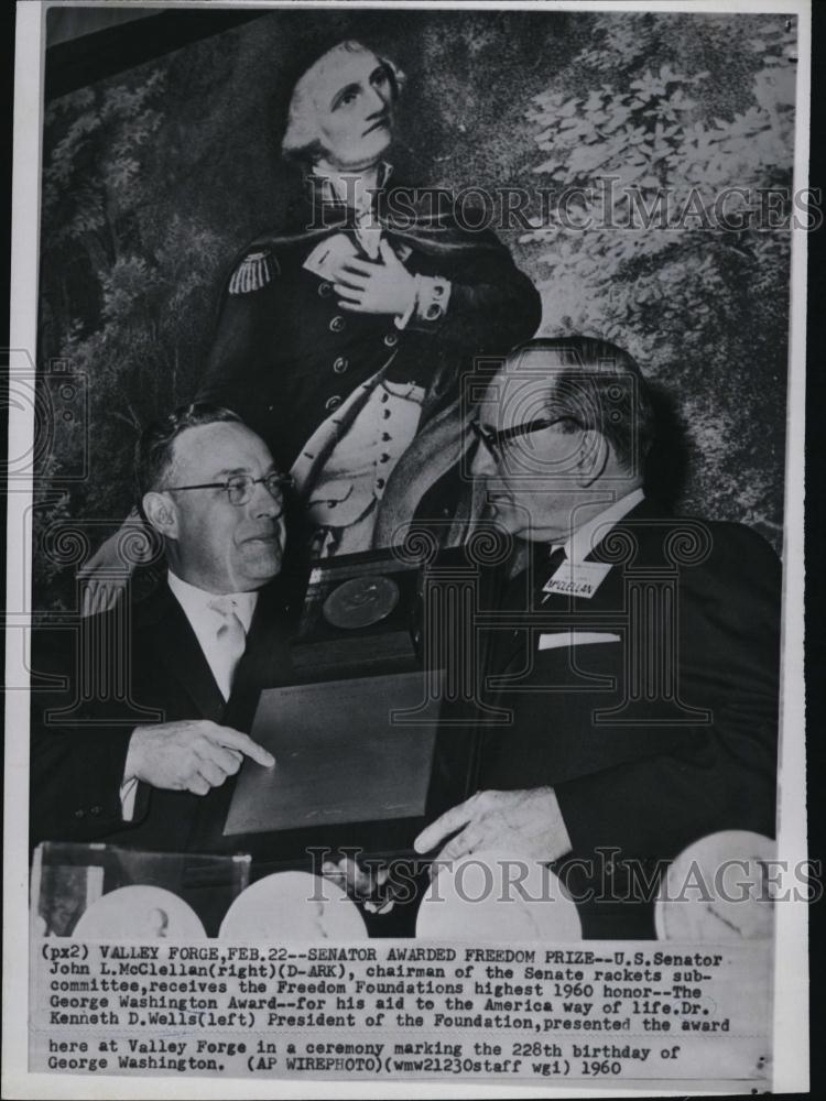 1960 Press Photo Senator John McClellan Awarded Freedom Prize - RSL43335 - Historic Images