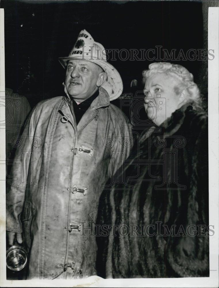 1951 Press Photo Boston Fire Chief John Collins, Marie Dever - RSL03209 - Historic Images