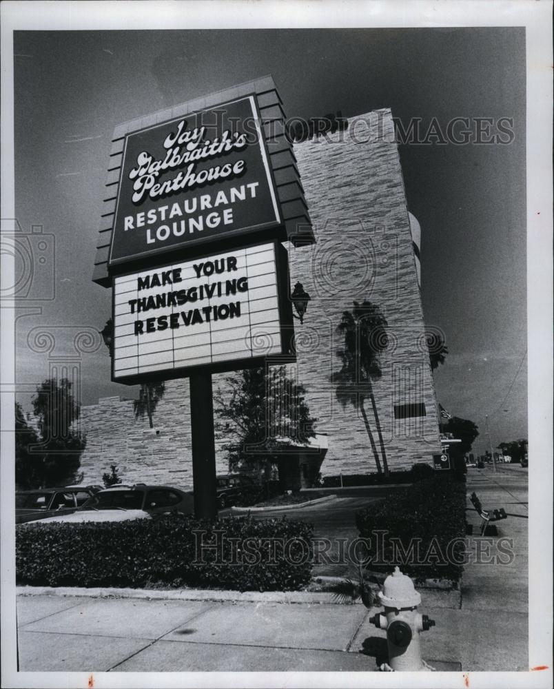 1979 Press Photo Restaurant Jay Galbraith&#39;s Penthouse Lounge - RSL92765 - Historic Images