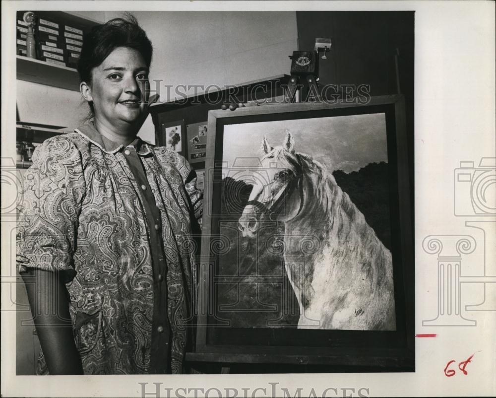 1964 Press Photo Jan Bauer, Artist, Horse Painting - RSL98271 - Historic Images