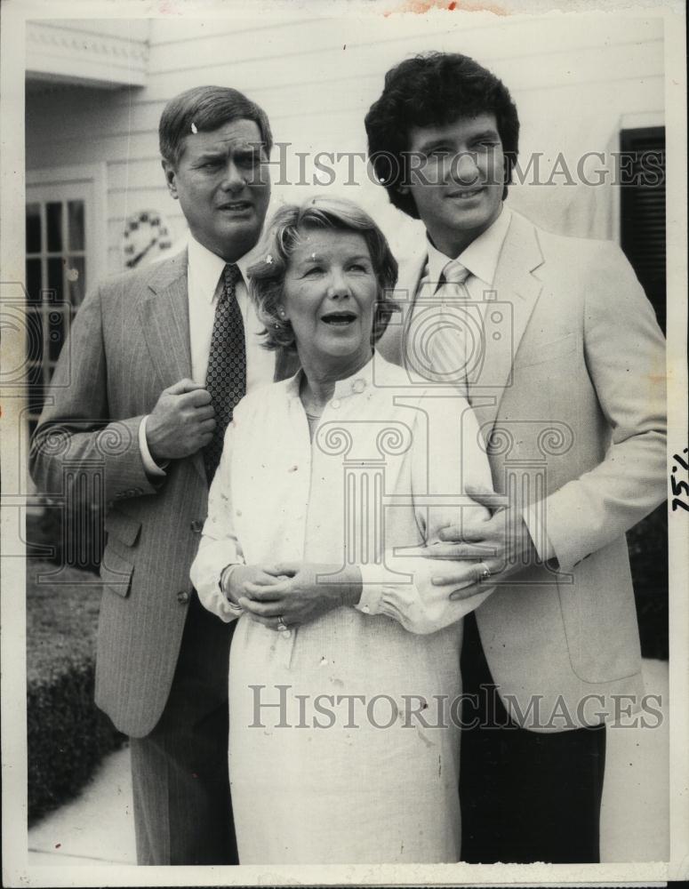 1983 Press Photo Larry Hagman Barbara Bel Geddes Patrick Duffy Dallas Series - Historic Images