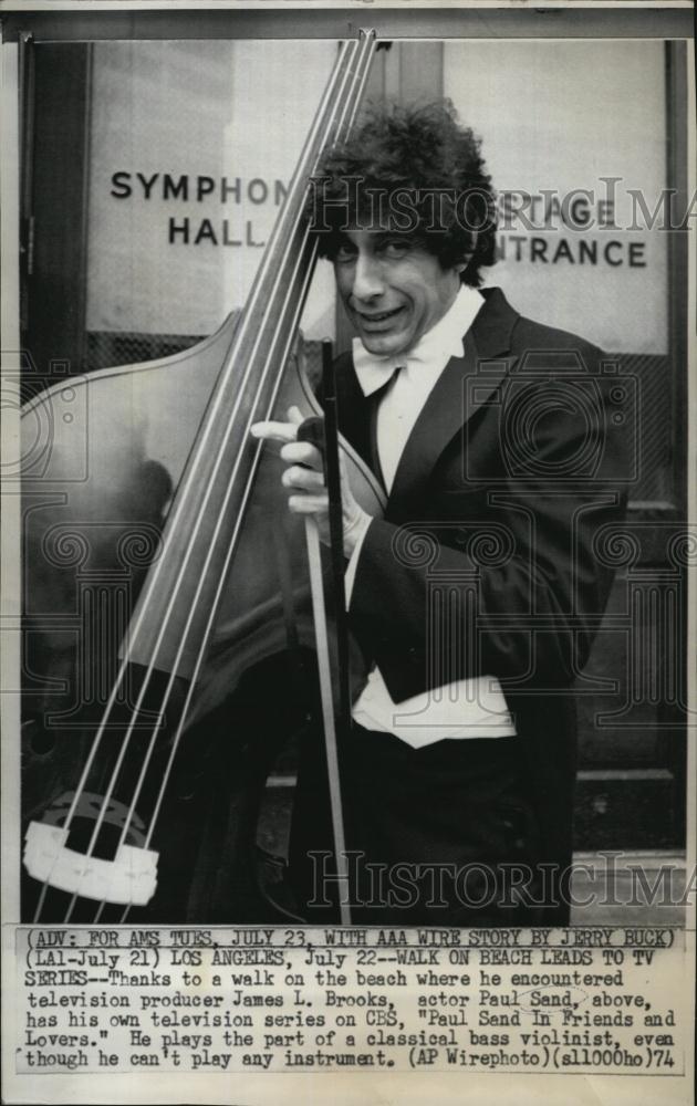 1974 Press Photo Paul Sand &amp; his bass viol for Boston Symphony - RSL82403 - Historic Images