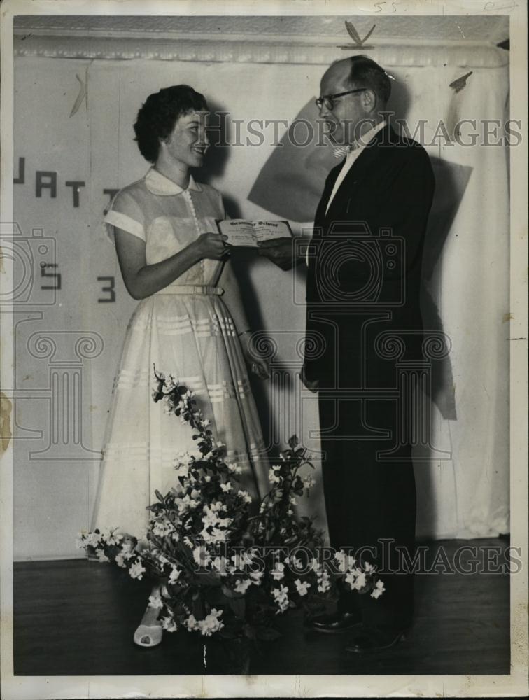 1953 Press Photo Catharine Carney Receives Graduation Diploma - RSL42753 - Historic Images