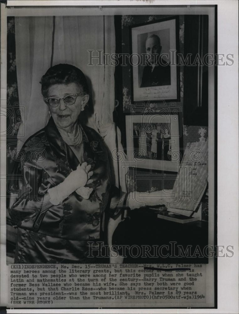 1964 Press Photo Mrs WLC Palmer, Teacher To Harry Truman, Bess Wallace - Historic Images