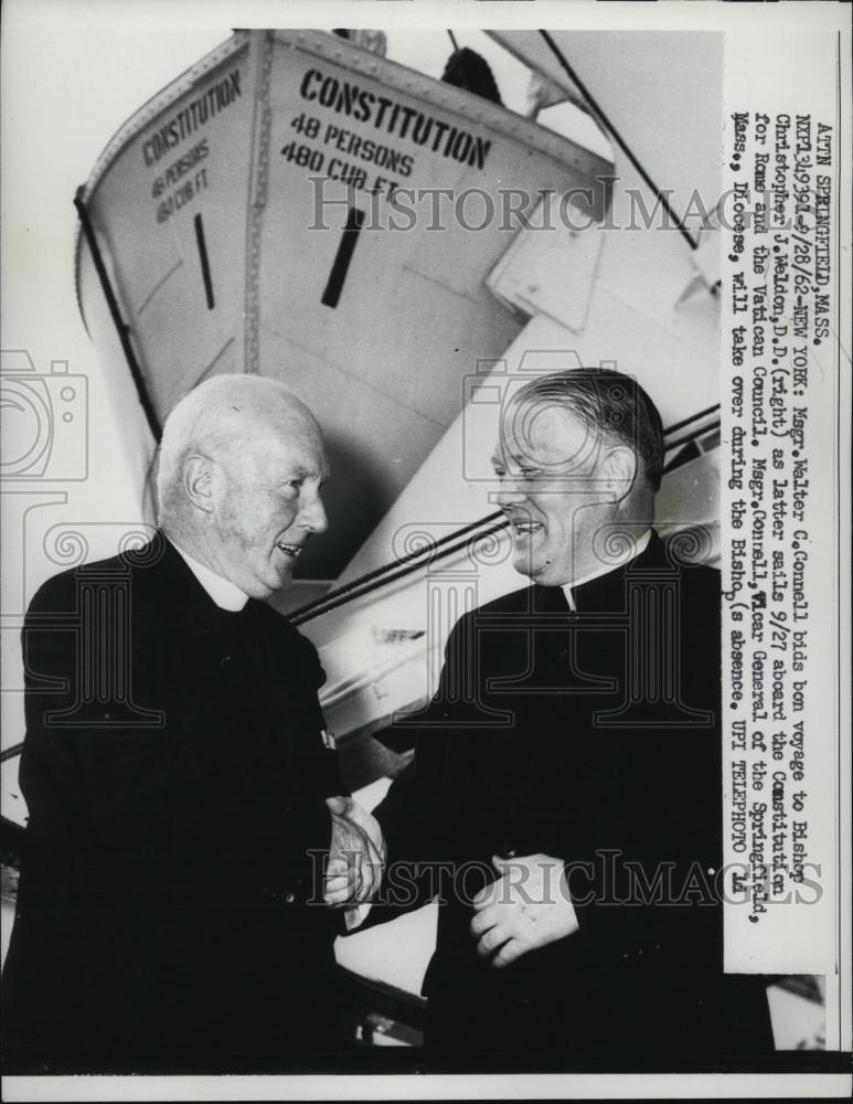 1962 Press Photo Bishop Christopher Weldon Leaving For Vatican Council New York - Historic Images