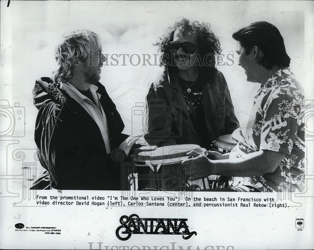 Press Photo Band "Santana" Carlos Santana,director D Hogan, Raul Rekow - Historic Images