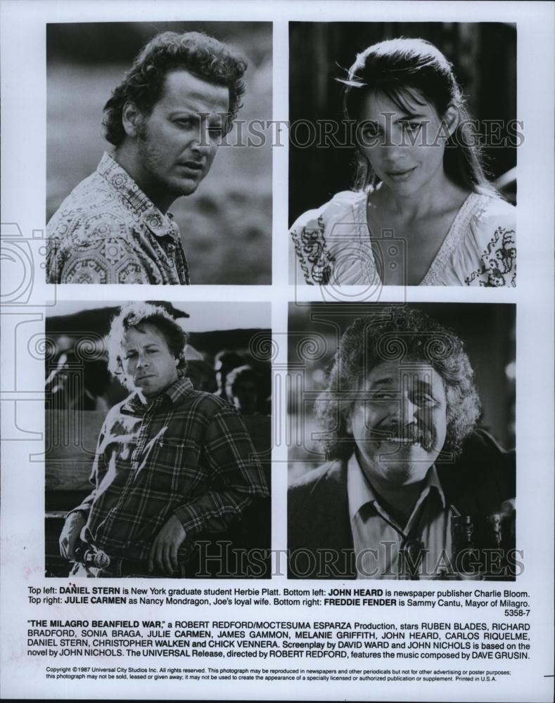 1987 Press Photo Daniel Stern, John Heard, Julie Carmen &amp; Freddie Fender - Historic Images