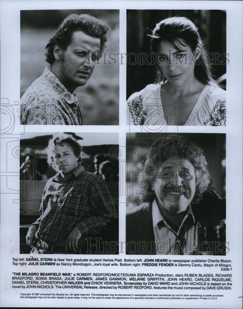 1987 Press Photo Daniel Stern, John Heard, Julie Carmen & Freddie Fender - Historic Images