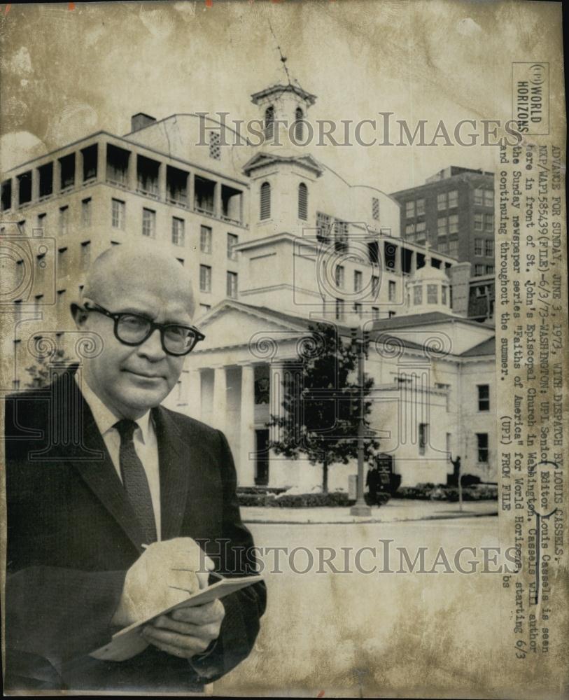 1973 Press Photo Louis Cassels, Senior Editor, &quot;Faiths of America&quot; Author - Historic Images