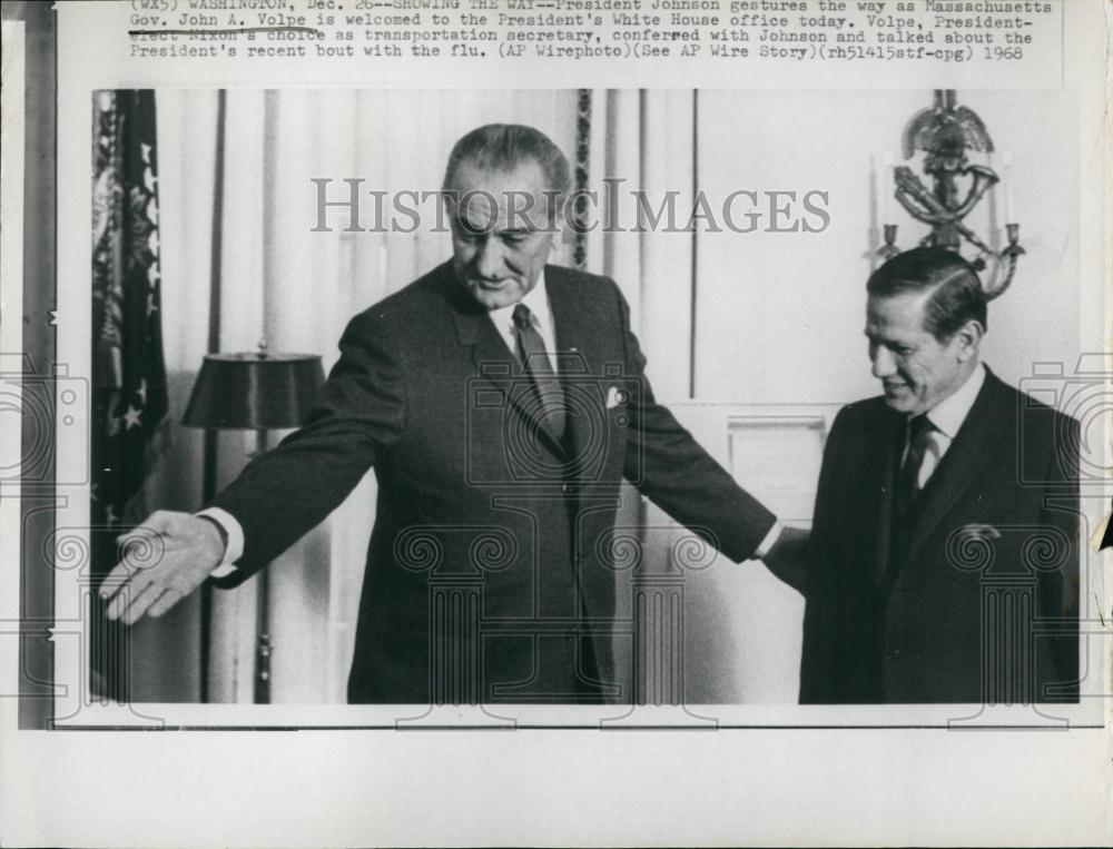 1968 Press Photo President Johnson with Governor John A Volpe - RSL67409 - Historic Images