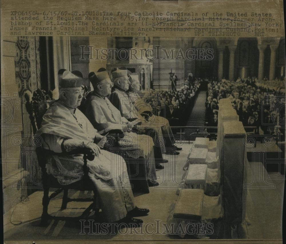 1967 Press Photo Catholic Cardinals, Spellman,McIntyre,Cushing & Shehan - Historic Images