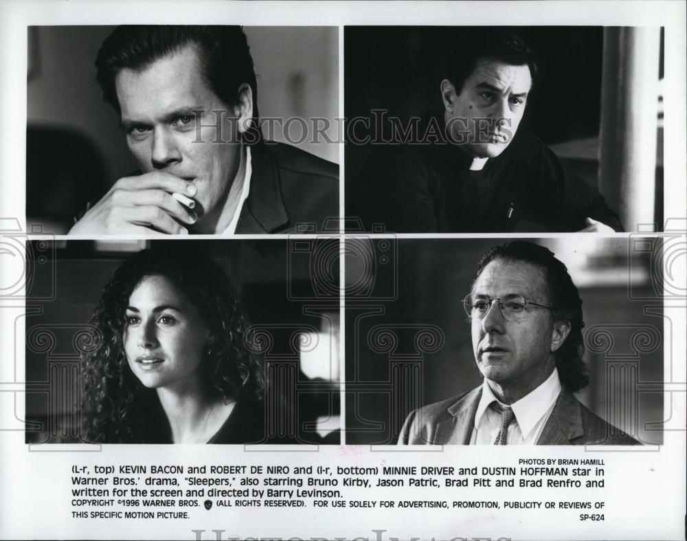 1996 Press Photo Kevin Bacon, Robert DeNiro, Dustin Hoffman in &quot;Sleeper&quot; - Historic Images