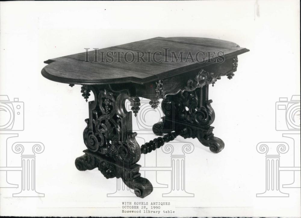 1990 Press Photo Alexander Roux New York cabinetmaker rosewood library drawer - Historic Images