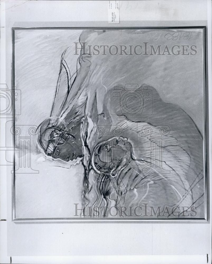 1983 Press Photo Painting by Craig Rubadoux names &quot;Fire Demon&quot; - RSL61685 - Historic Images