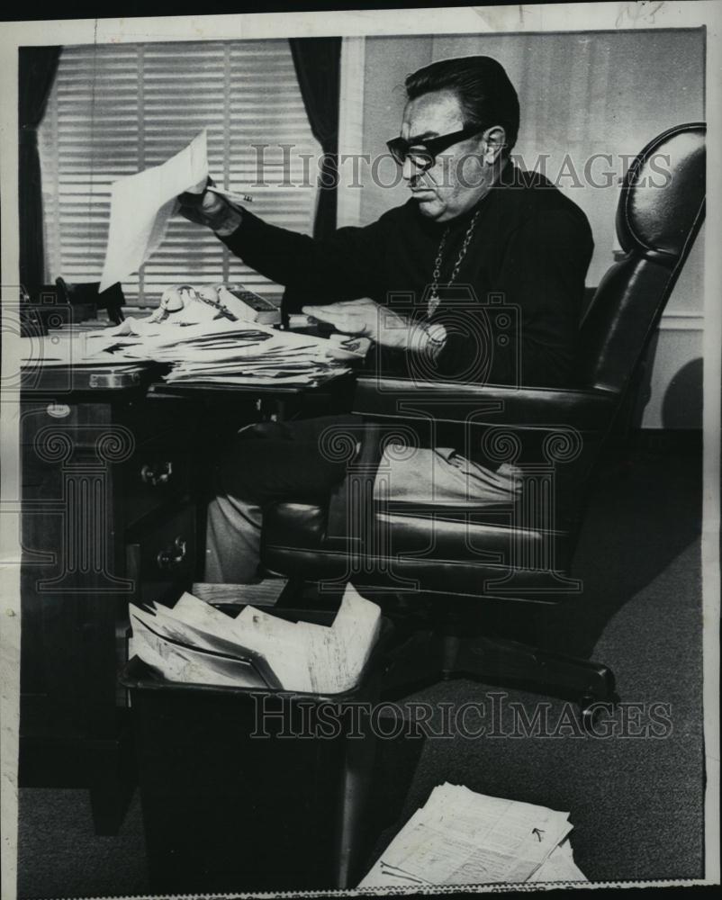 1969 Press Photo RepAdam Powell with paper in his Rayburn Building Office - Historic Images