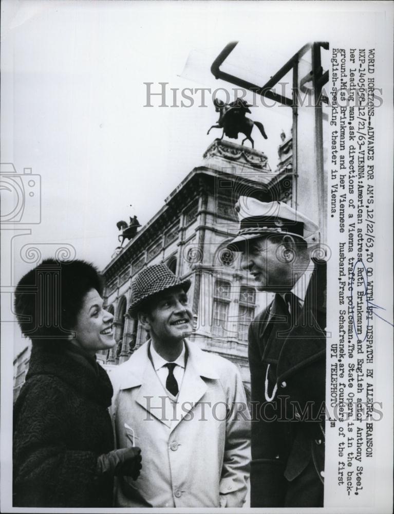 1963 Press Photo Actress Ruth Brinkmann, English Actor, Singer Anthony Steel - Historic Images