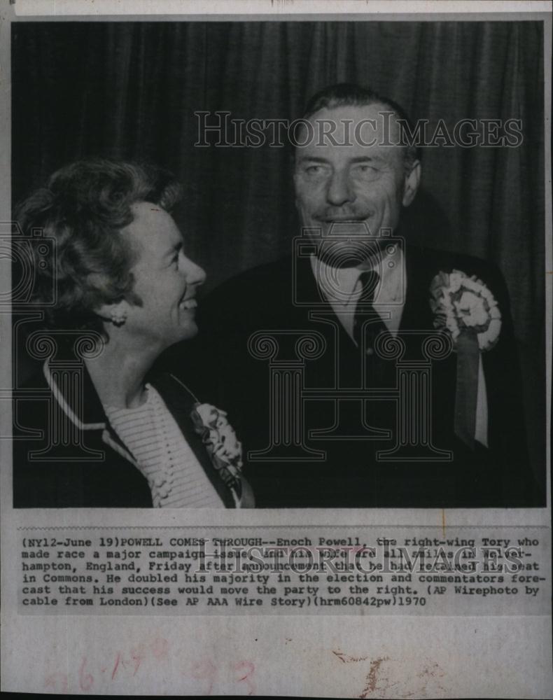 1970 Press Photo Enoch Powell, British politician with his wife - RSL92011 - Historic Images