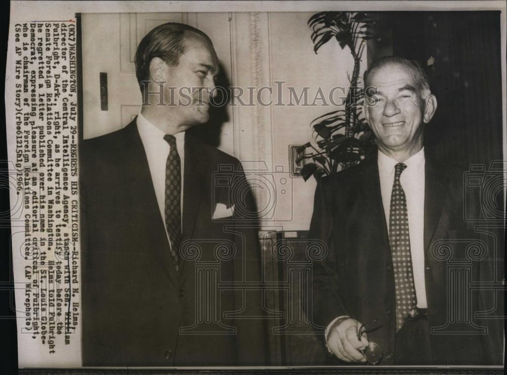 1966 Press Photo Richard Helms of the CIA &amp; Sen William Fullbright - RSL99005 - Historic Images