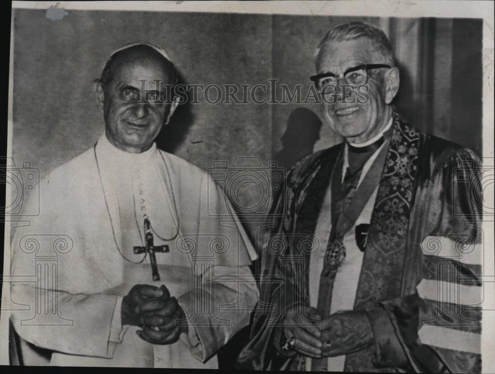 1965 Press Photo Pope Pictured with Methodist Bishop Fred Pierce Corson - Historic Images