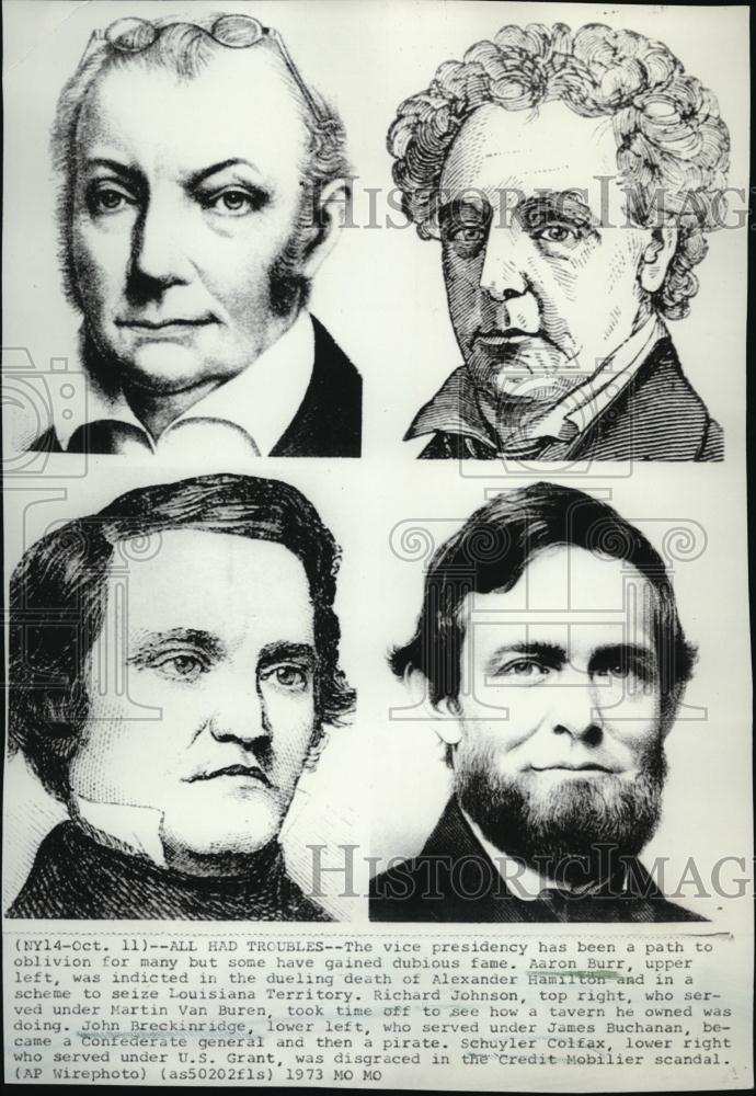 1971 Press Photo Former US Vice Presidents Aaron Burr, Richard Johnson - Historic Images