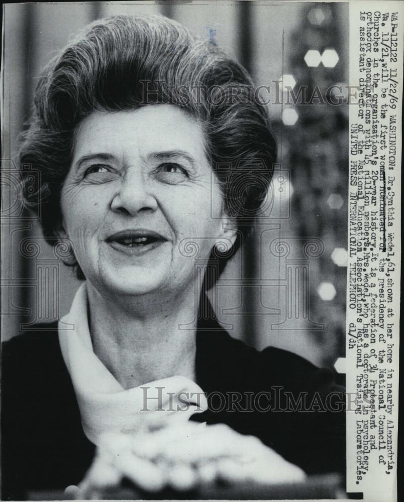 1969 Press Photo Dr Cynthia Wedel, 1st woman nominated for Presidency - Historic Images